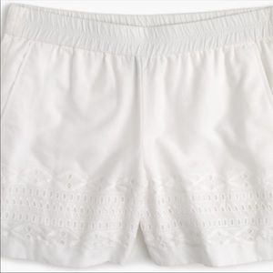 J. Crew White Embroidered  Shorts